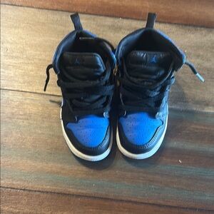 Jordan mid 1 Black and Blue High-Top Sneakers